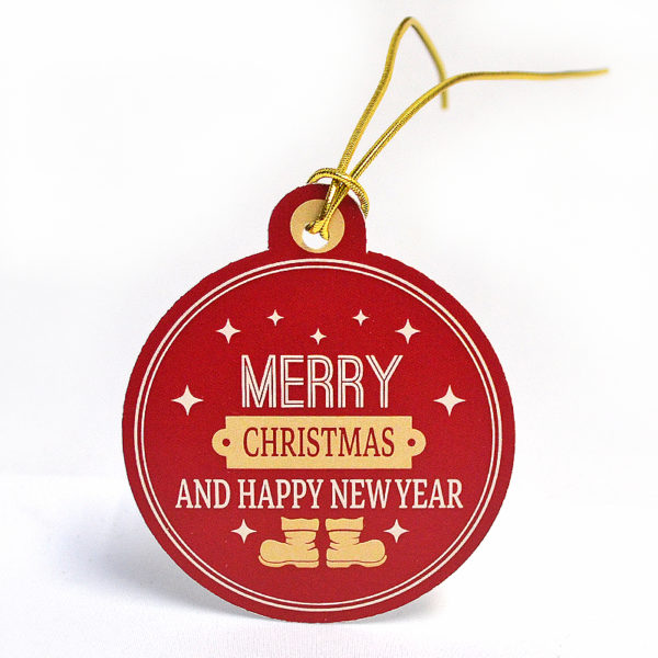 christmas bauble tag with gold string