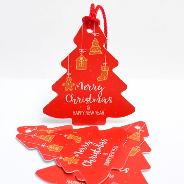 xmas tree swing tag with string