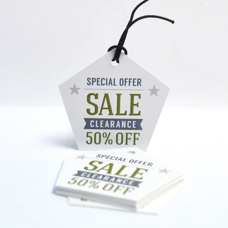 Gallery 8 die cut shaped pentagon tags